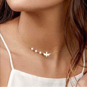 Dove Pearl Gold Colored Necklace “Peace on Earth”